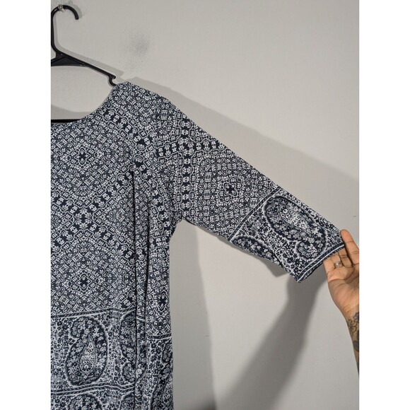Lucky Brand Womens Navy Paisley Print 3/4 Sleeve Top Sz 1X Casual Mature Boho - Picture 4 of 7